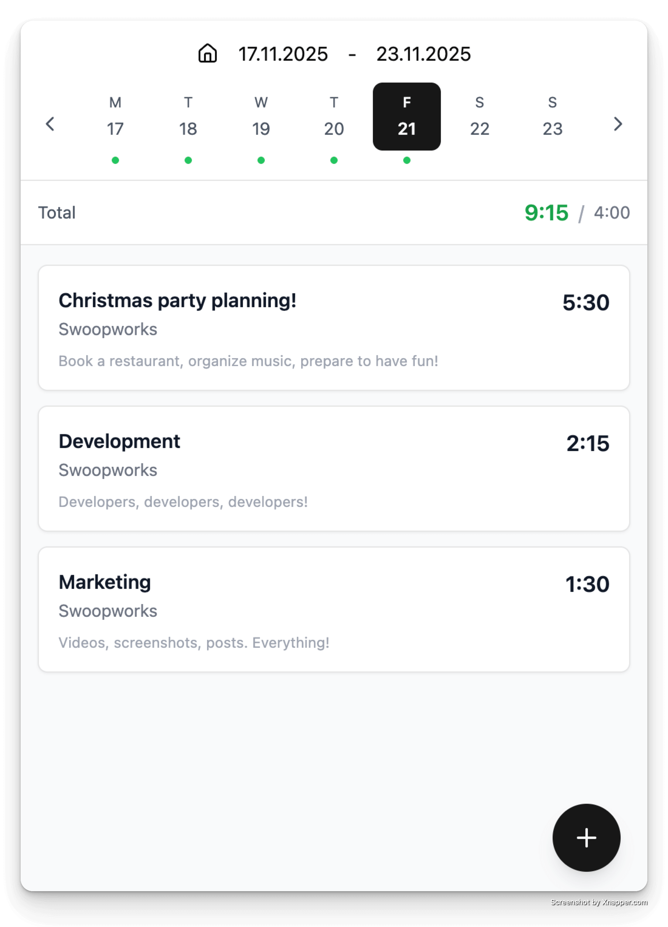 Mobile time tracking